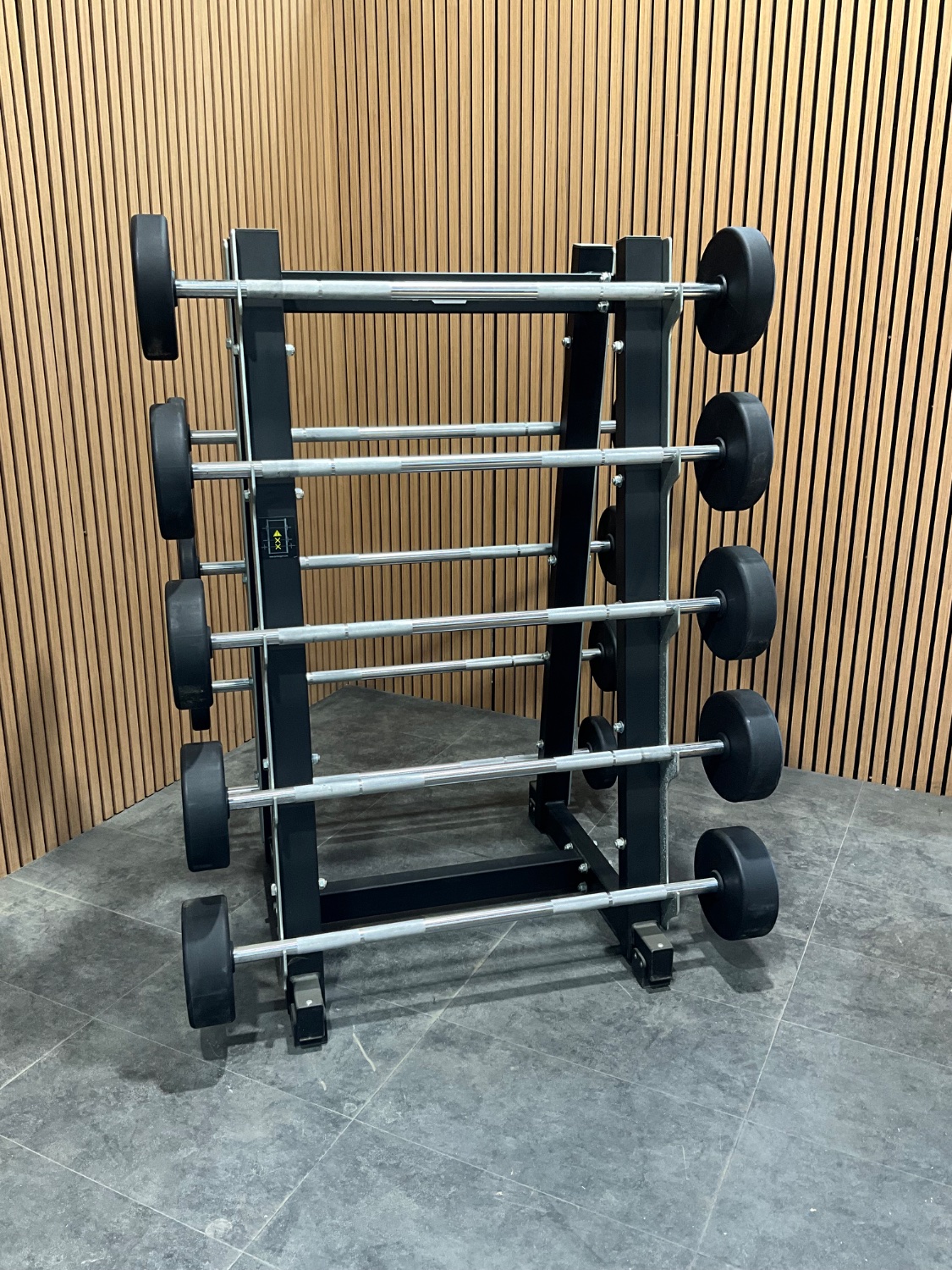 Technogym PURE STRENGTH 10 Place Barbell Rack (A0000520) Black & Technogym Fixed Barbell Set 10 Bars (BBK1) - Image 2