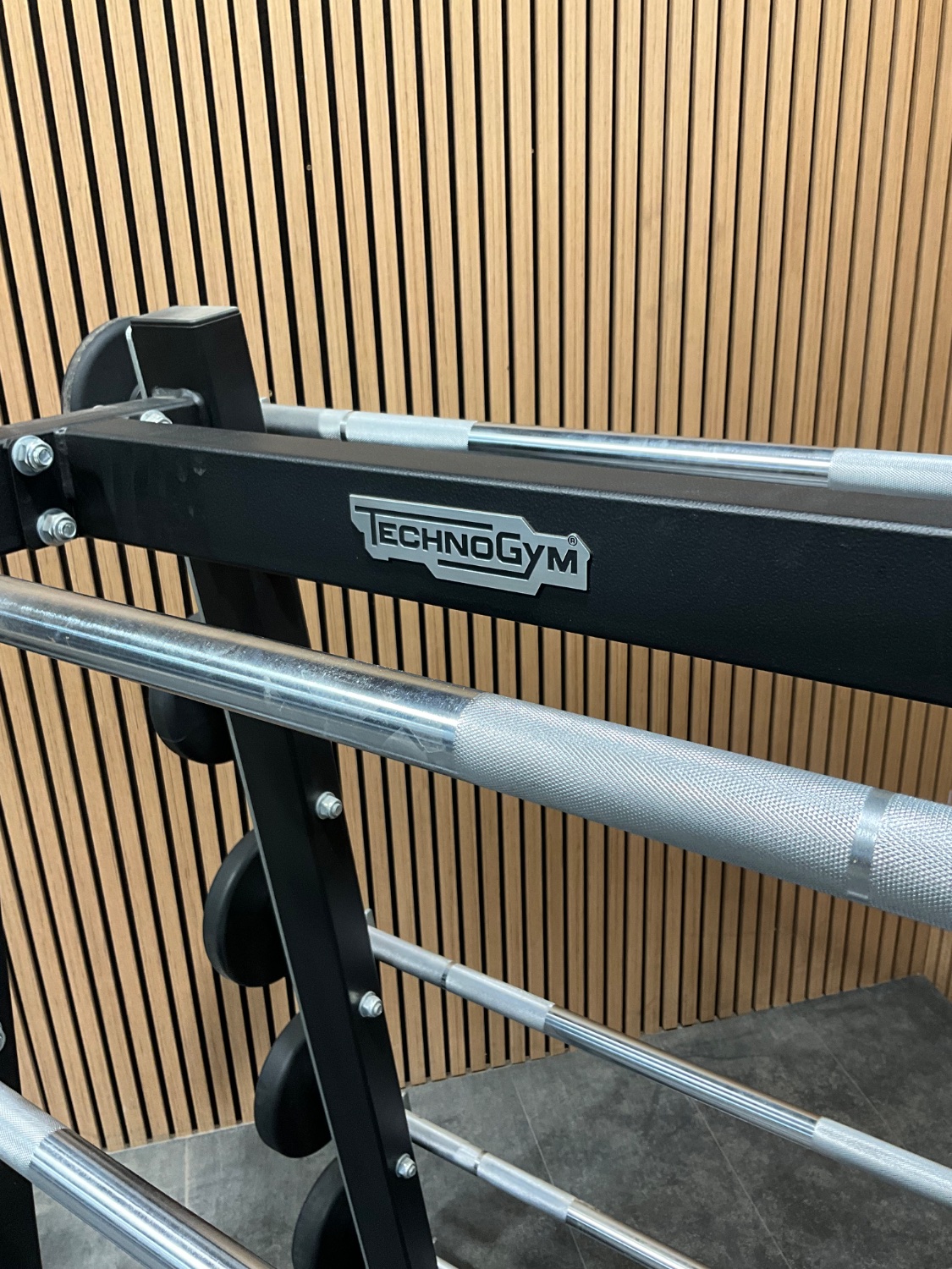 Technogym PURE STRENGTH 10 Place Barbell Rack (A0000520) Black & Technogym Fixed Barbell Set 10 Bars (BBK1) - Image 4
